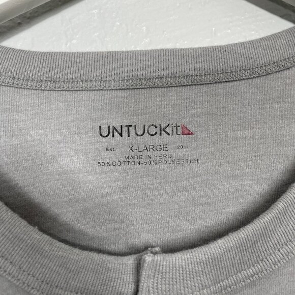 Untuckit Men XL Light Gray Ultrasoft Henley Long Sleeve Shirt Albarino Cotton - Picture 5 of 10